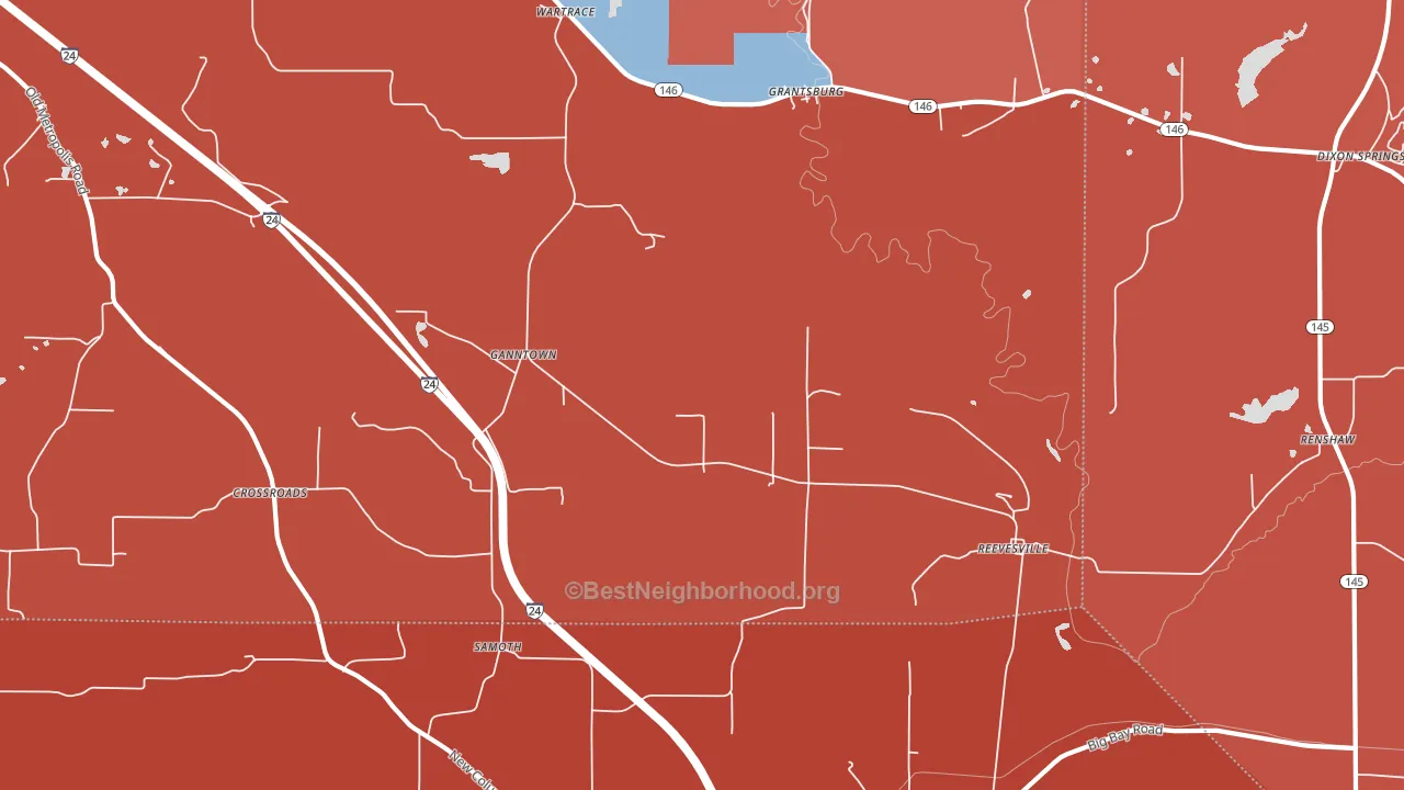 62943, IL block-group political-lean map