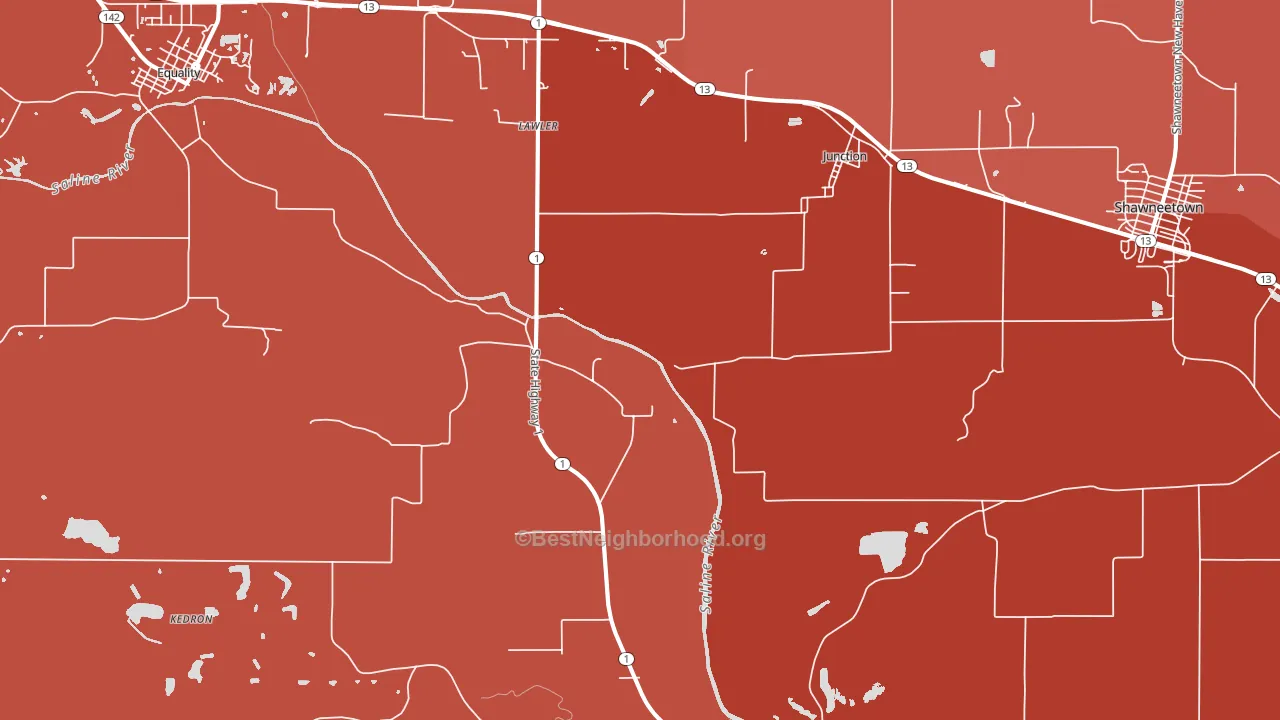 62954, IL block-group political-lean map