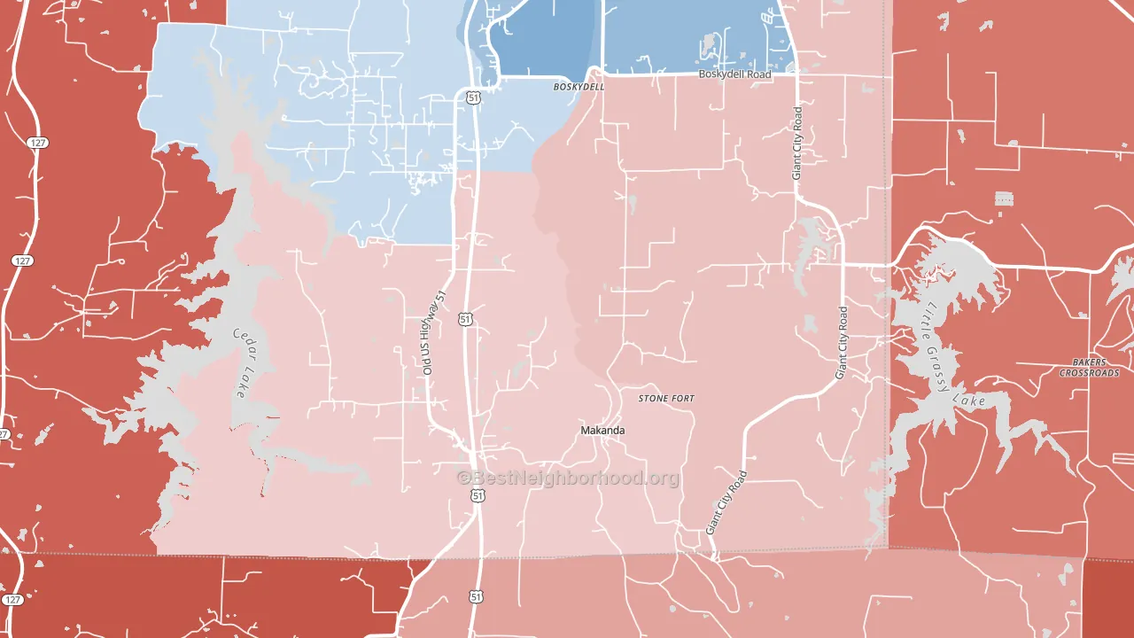 62958, IL block-group political-lean map