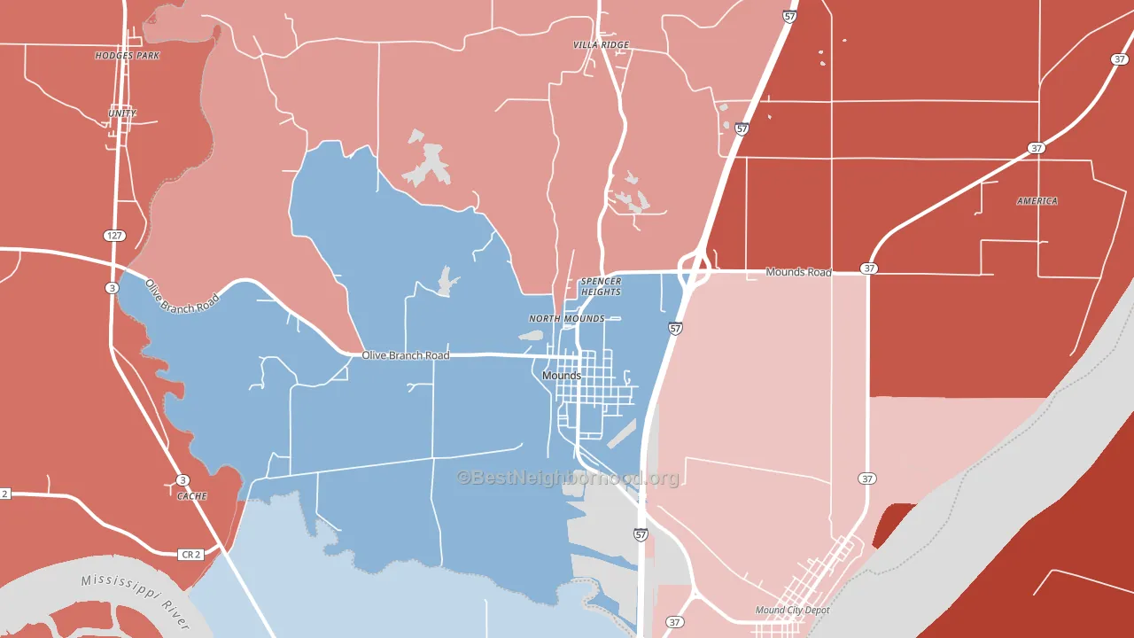 62964, IL block-group political-lean map