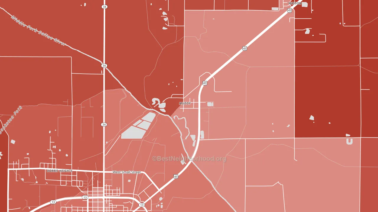 62965, IL block-group political-lean map