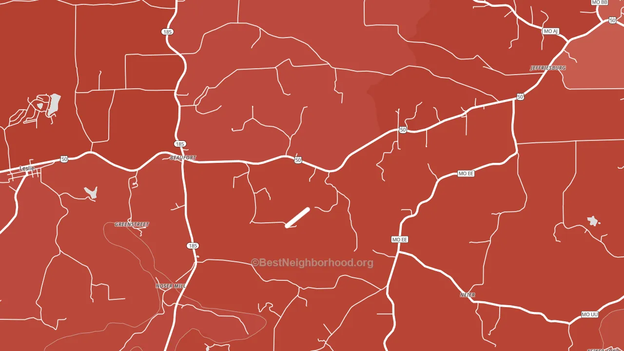 63013, MO block-group political-lean map