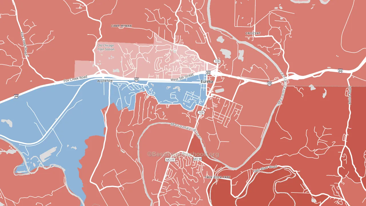 63025, MO block-group political-lean map