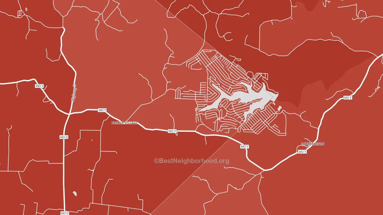 63036, MO block-group political-lean map