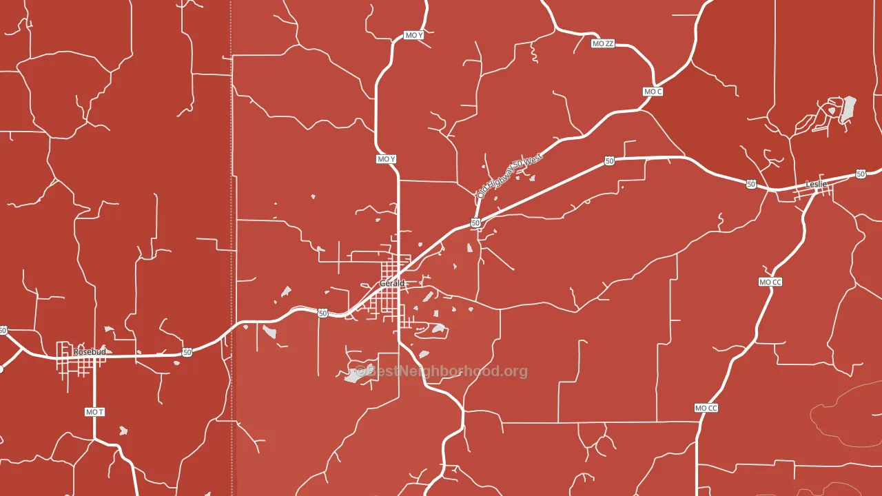 63037, MO block-group political-lean map