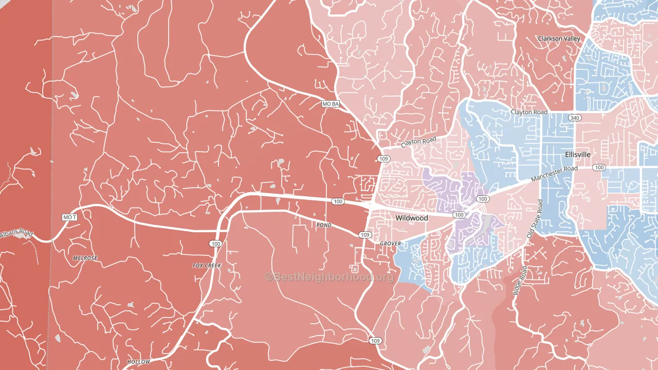 63038, MO block-group political-lean map