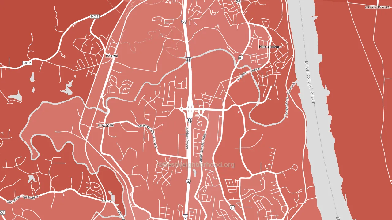 63048, MO block-group political-lean map