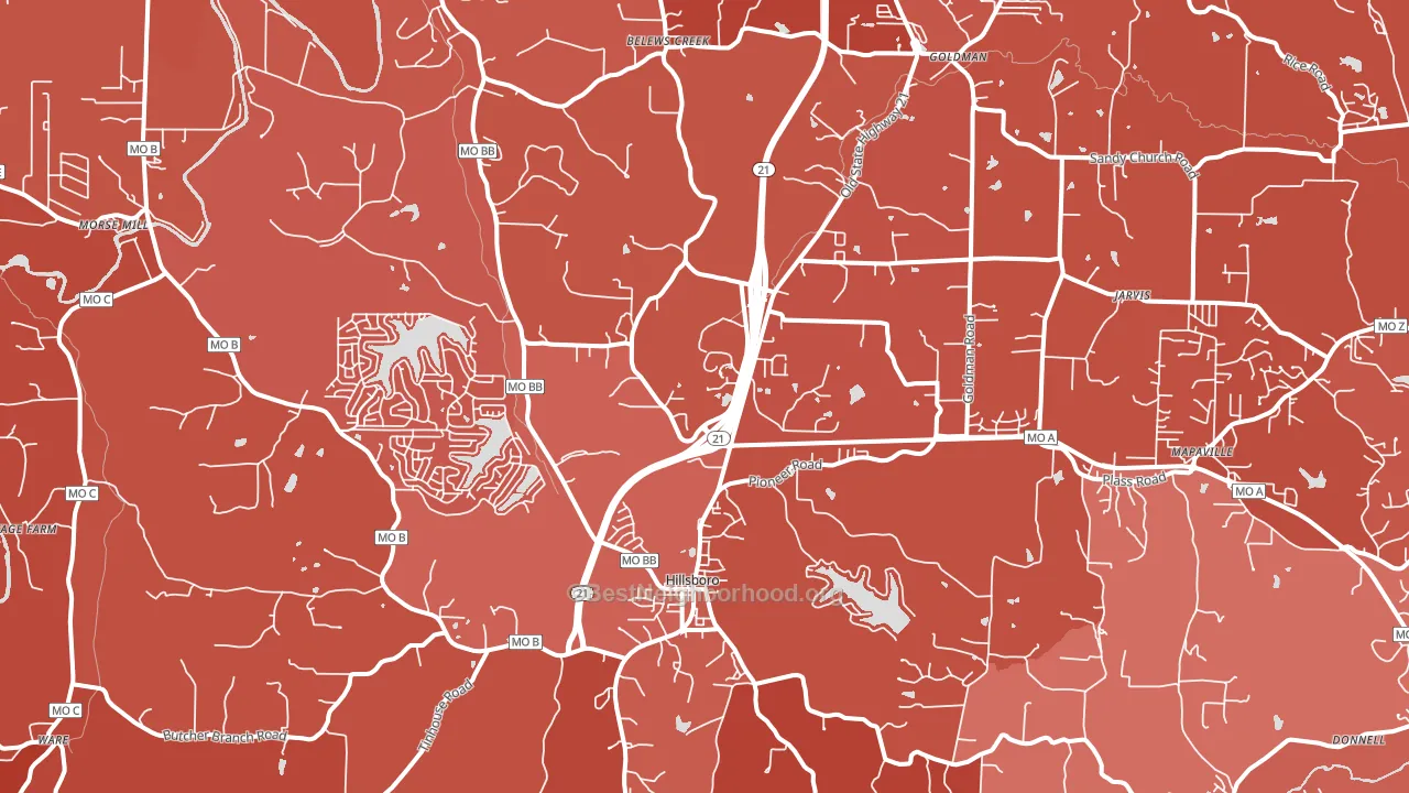 63050, MO block-group political-lean map