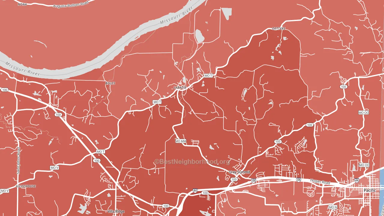 63055, MO block-group political-lean map