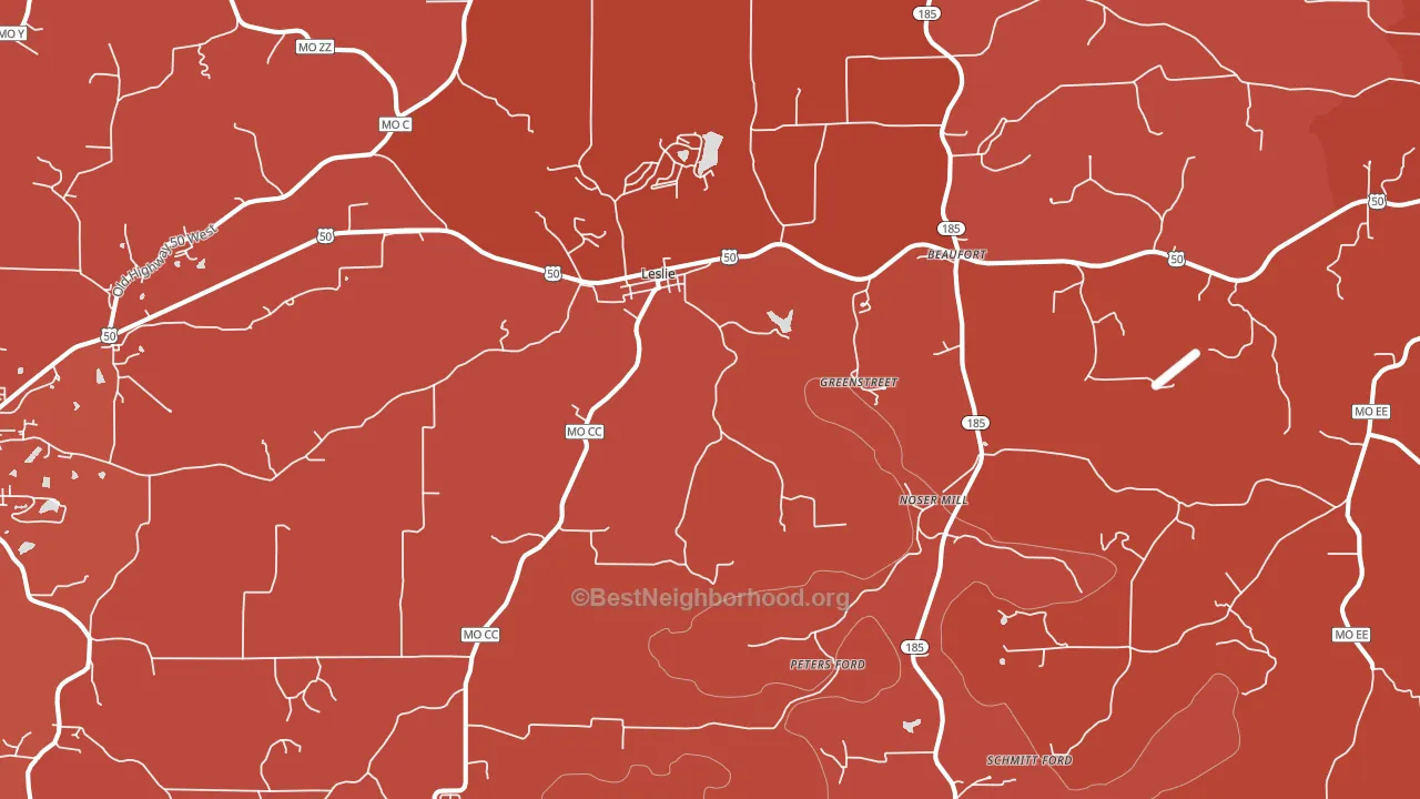 63056, MO block-group political-lean map