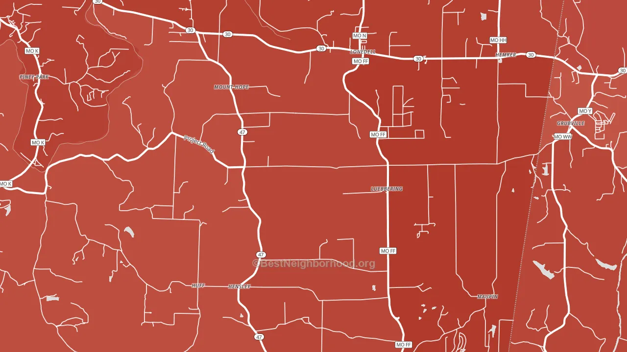 63060, MO block-group political-lean map