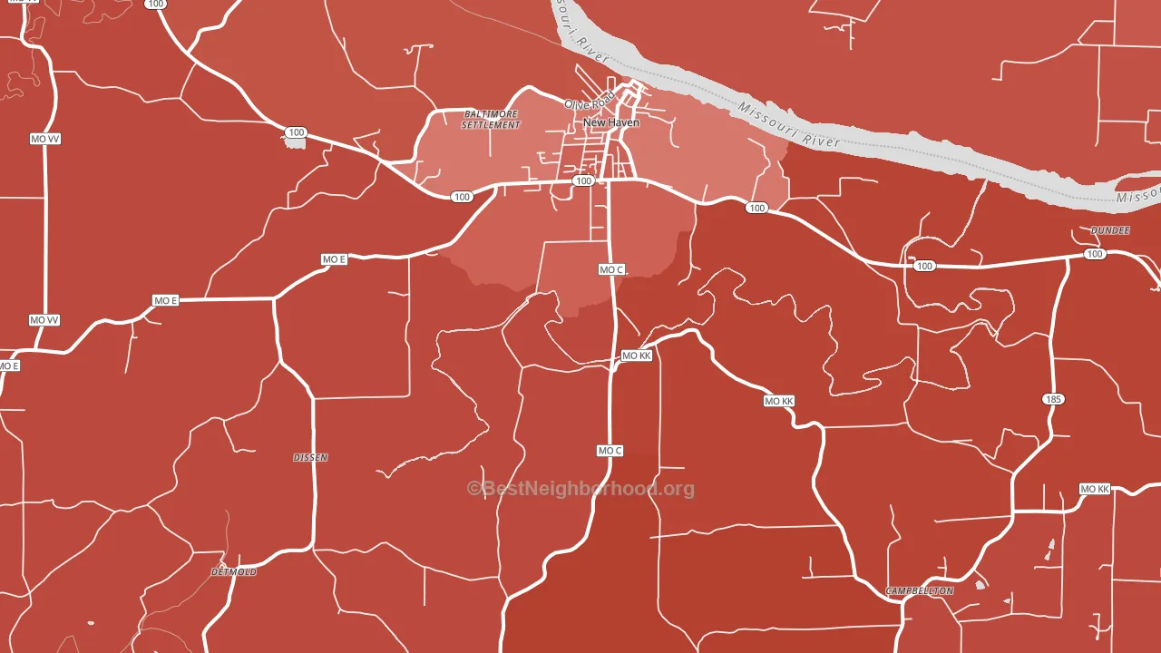 63068, MO block-group political-lean map