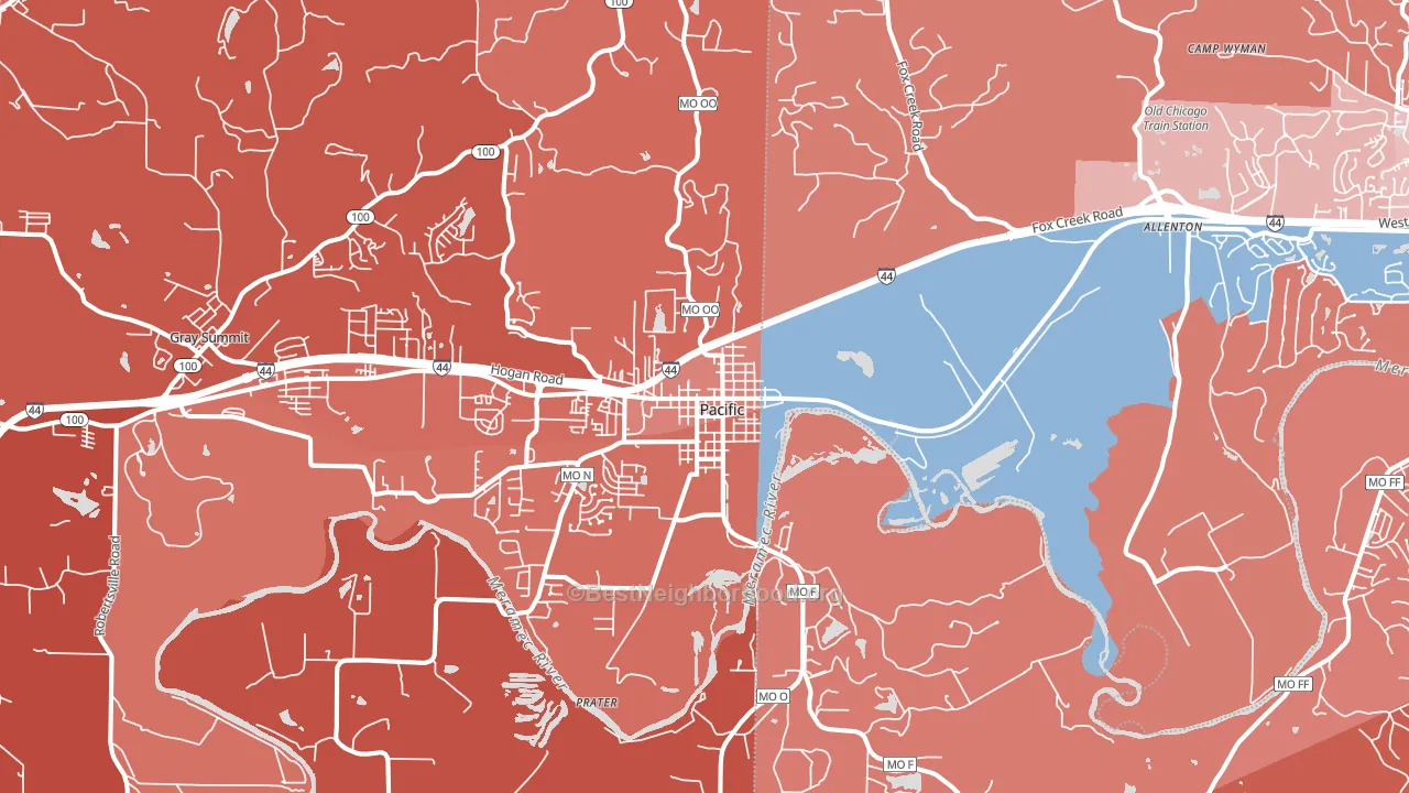 63069, MO block-group political-lean map