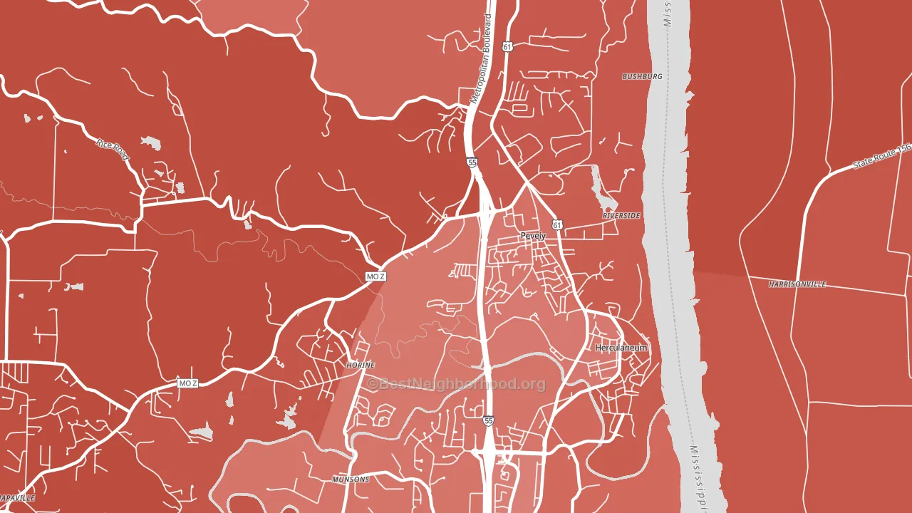 63070, MO block-group political-lean map