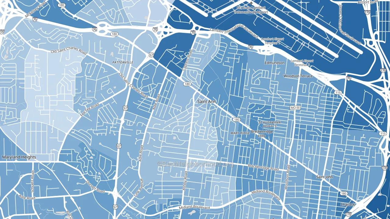 63074, MO block-group political-lean map