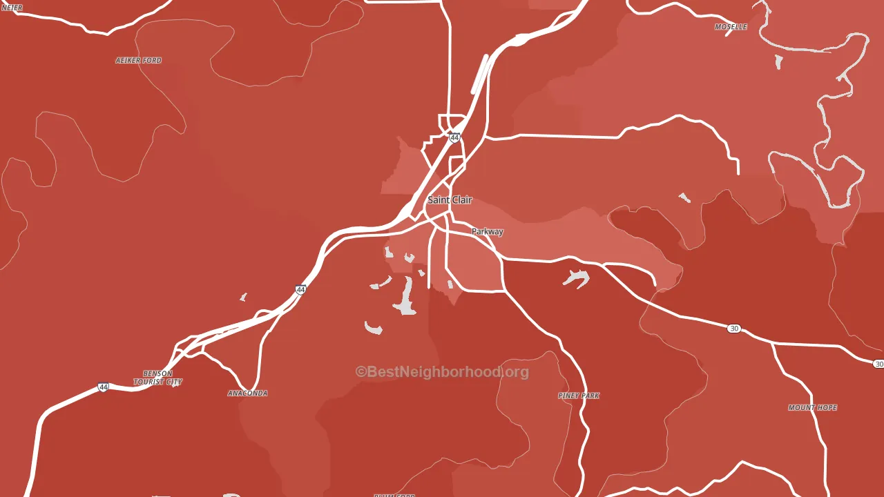 63077, MO block-group political-lean map