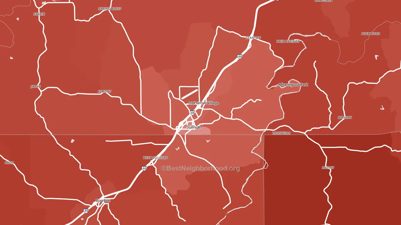63080, MO block-group political-lean map