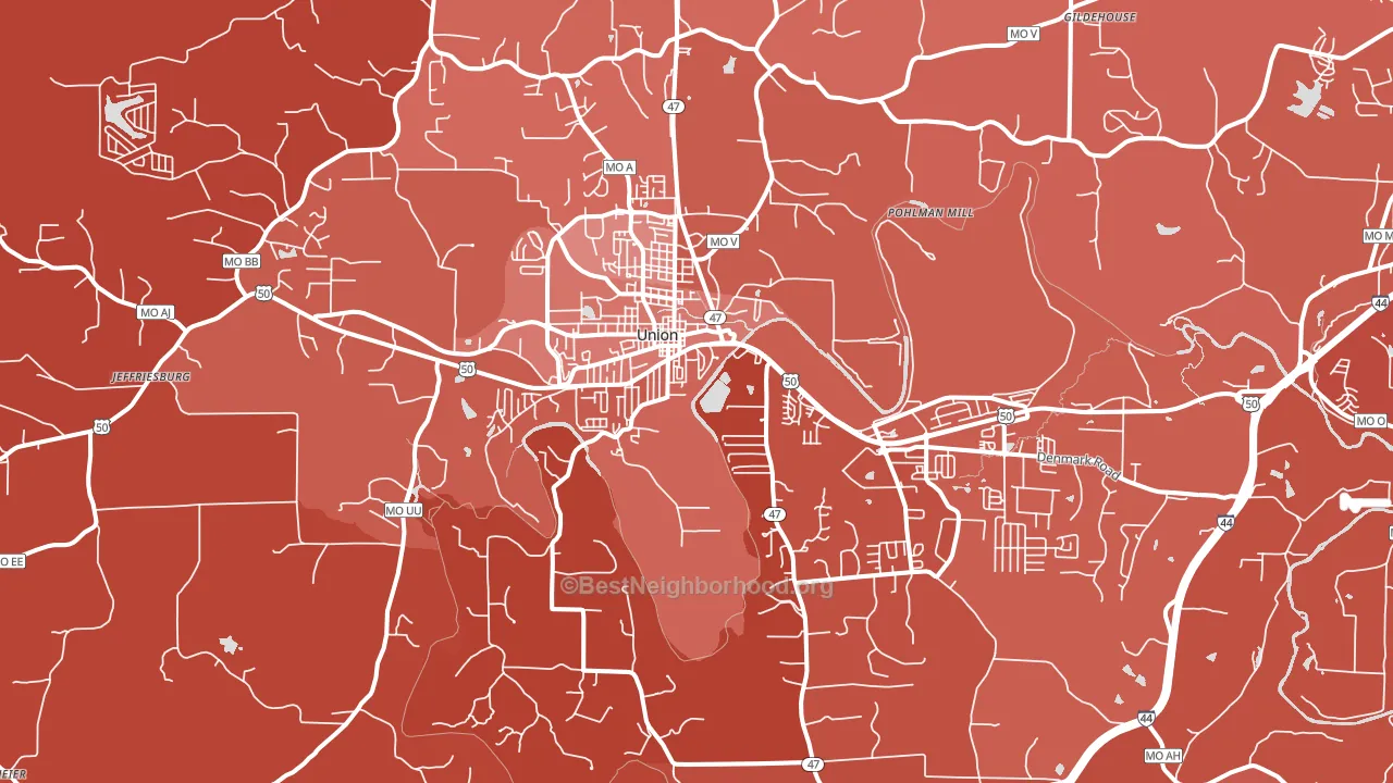 63084, MO block-group political-lean map