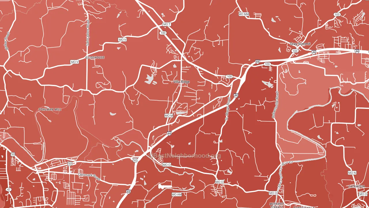 63089, MO block-group political-lean map