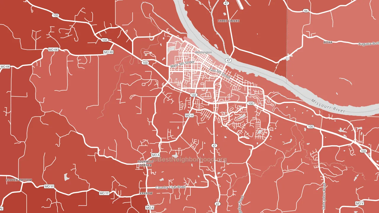 63090, MO block-group political-lean map