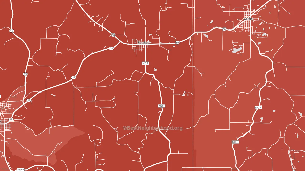 63091, MO block-group political-lean map