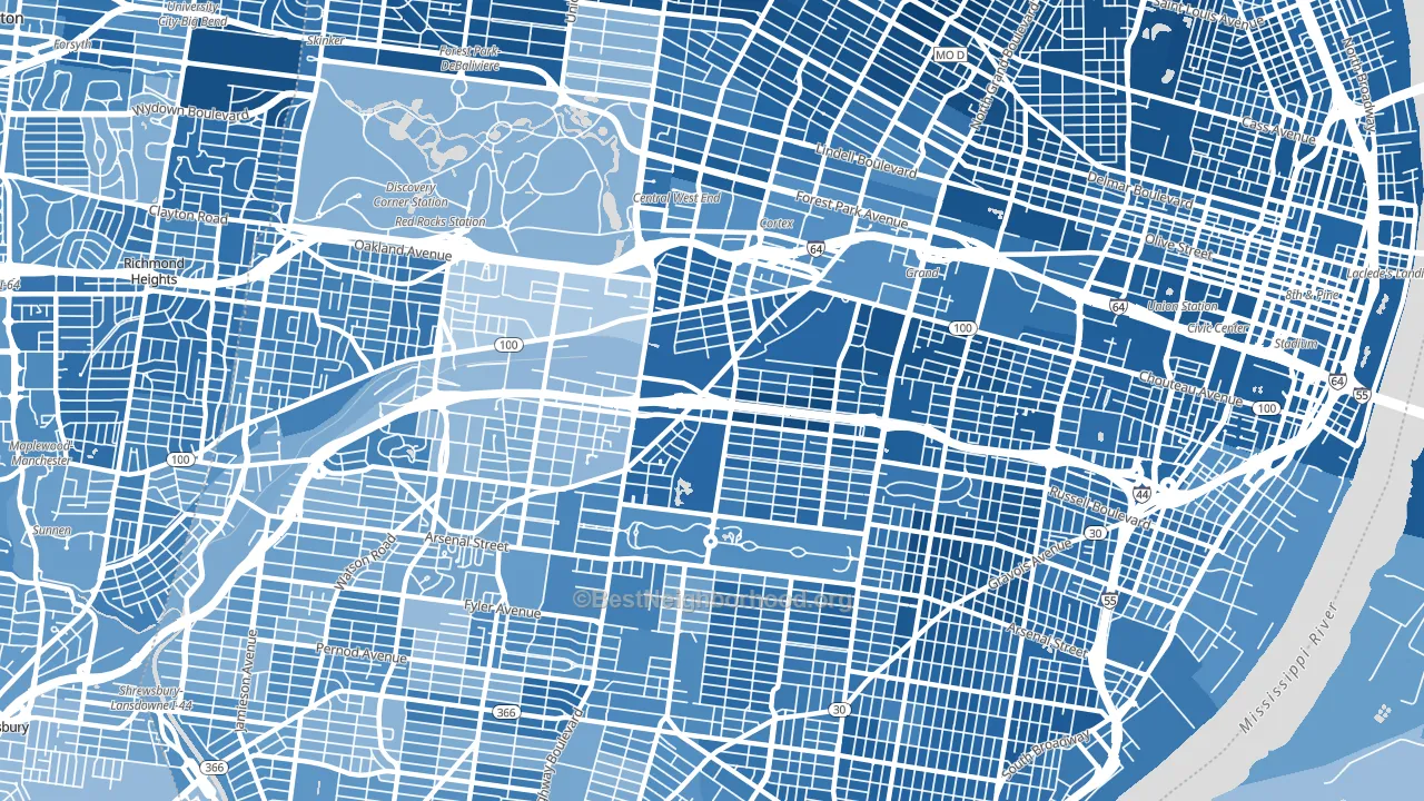 63110, MO block-group political-lean map