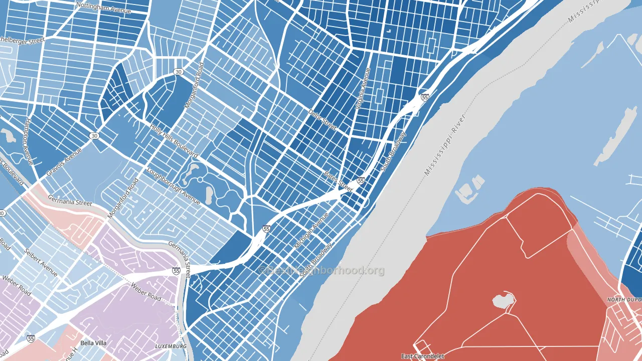 63111, MO block-group political-lean map