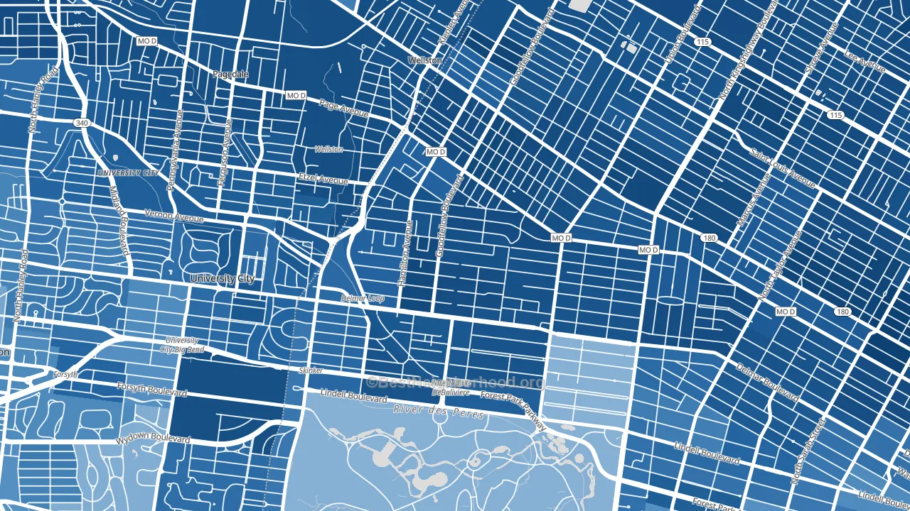 63112, MO block-group political-lean map