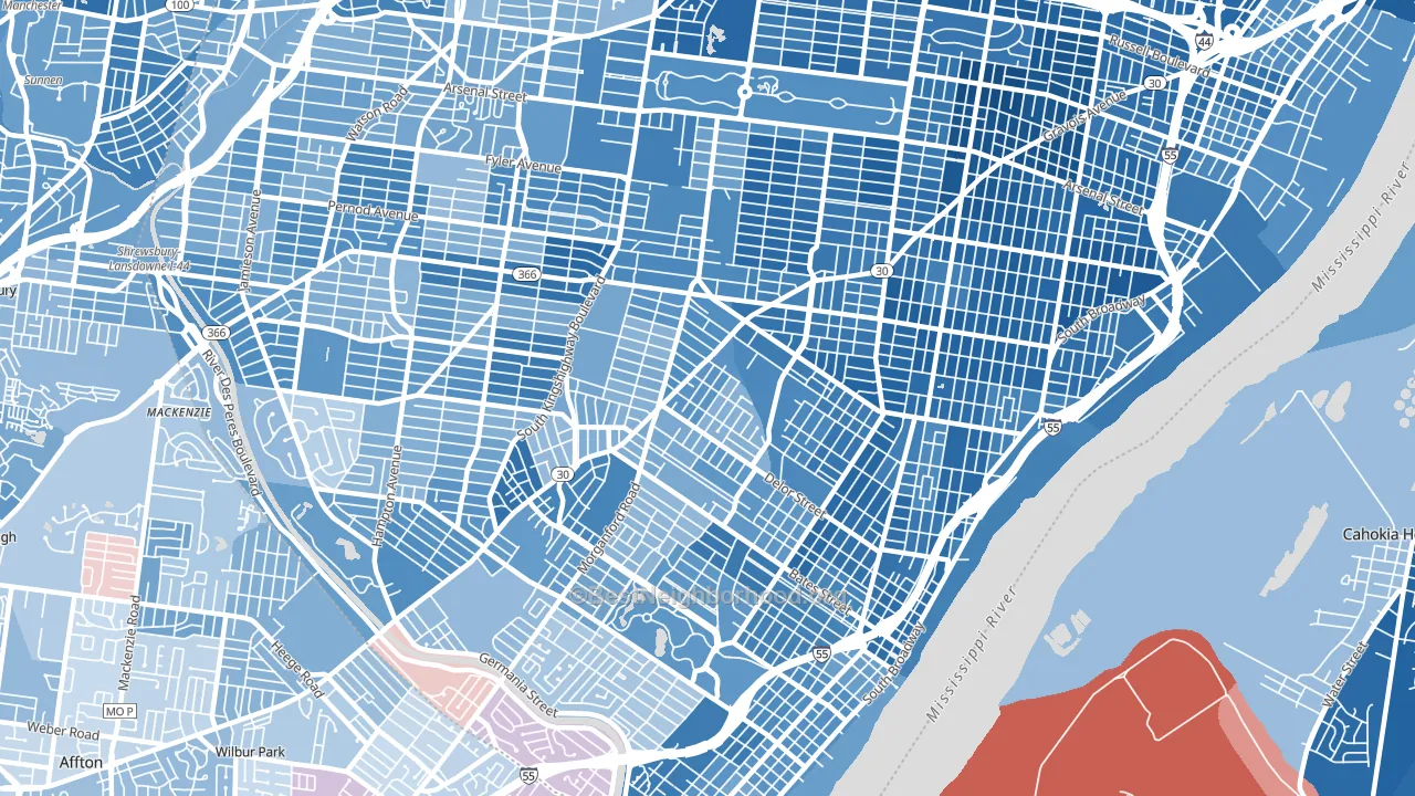 63116, MO block-group political-lean map
