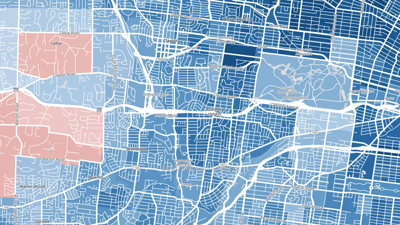 63117, MO block-group political-lean map