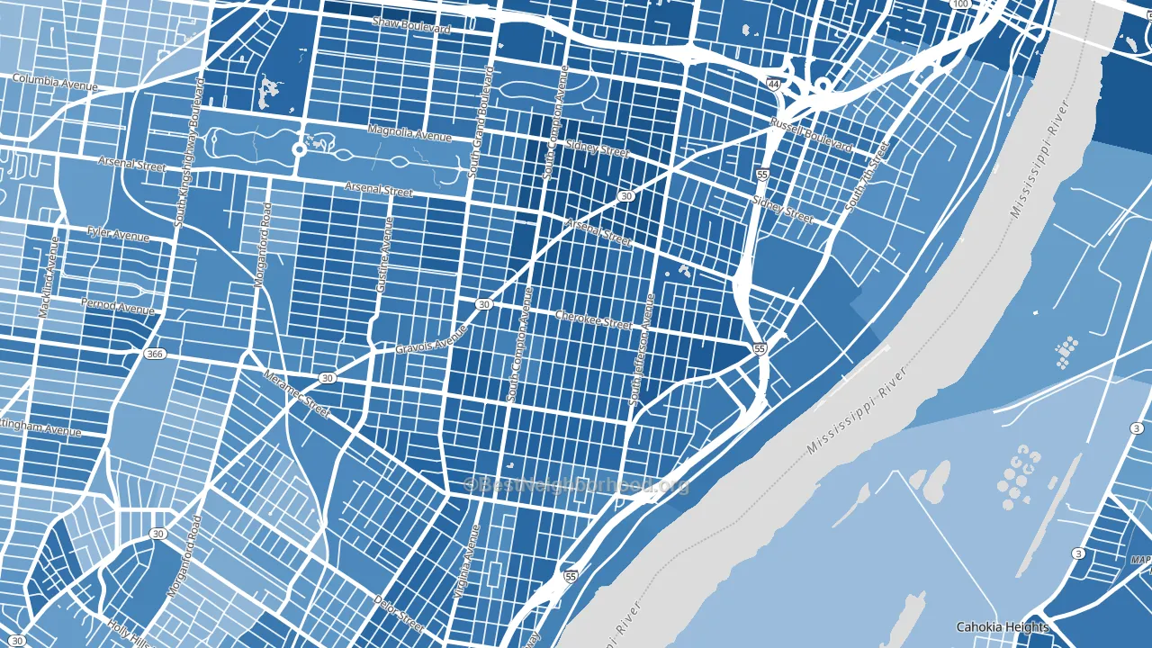 63118, MO block-group political-lean map