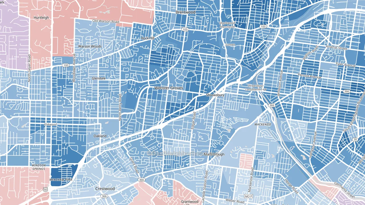 63119, MO block-group political-lean map