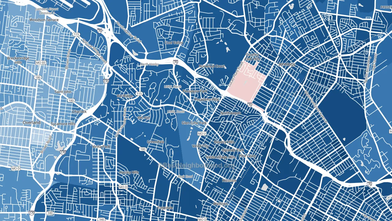 63121, MO block-group political-lean map
