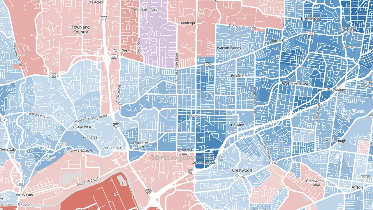 63122, MO block-group political-lean map
