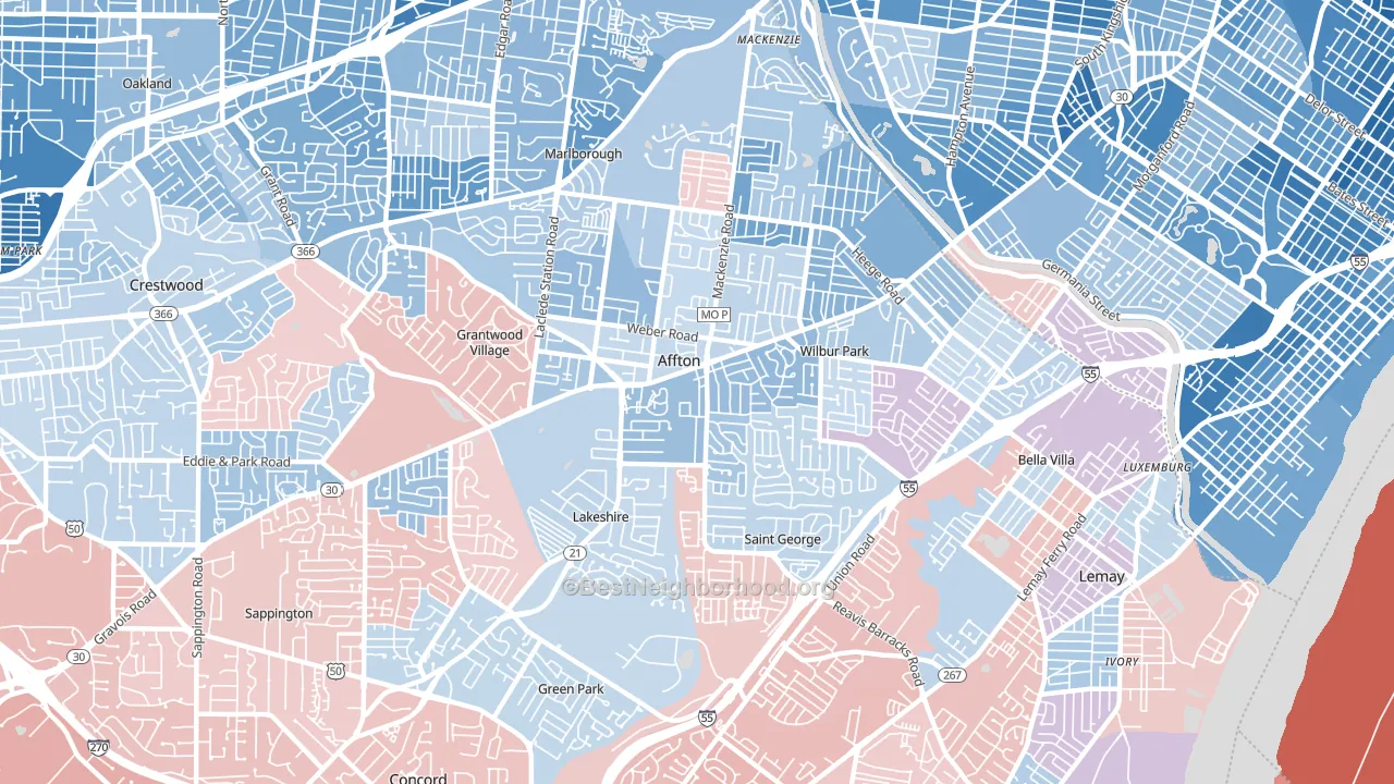 63123, MO block-group political-lean map