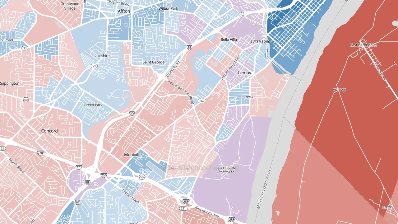 63125, MO block-group political-lean map