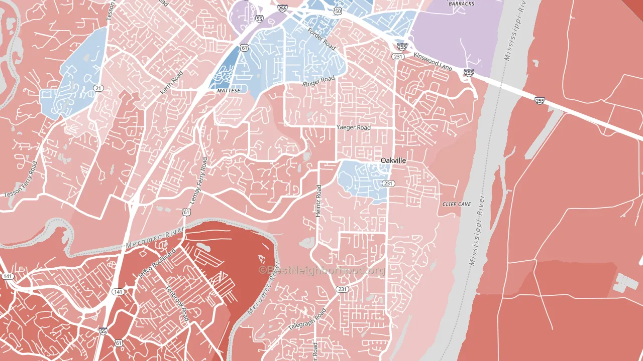 63129, MO block-group political-lean map