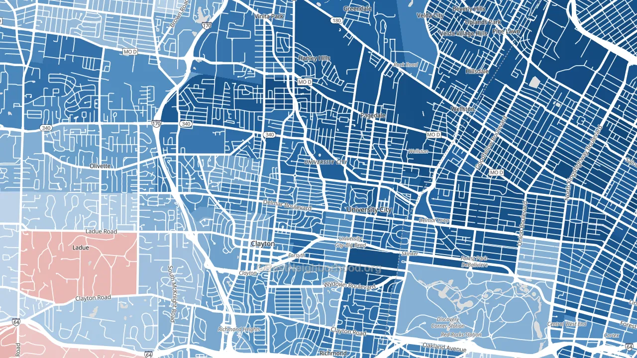 63130, MO block-group political-lean map