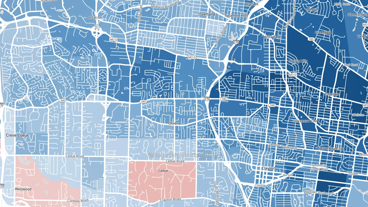 63132, MO block-group political-lean map