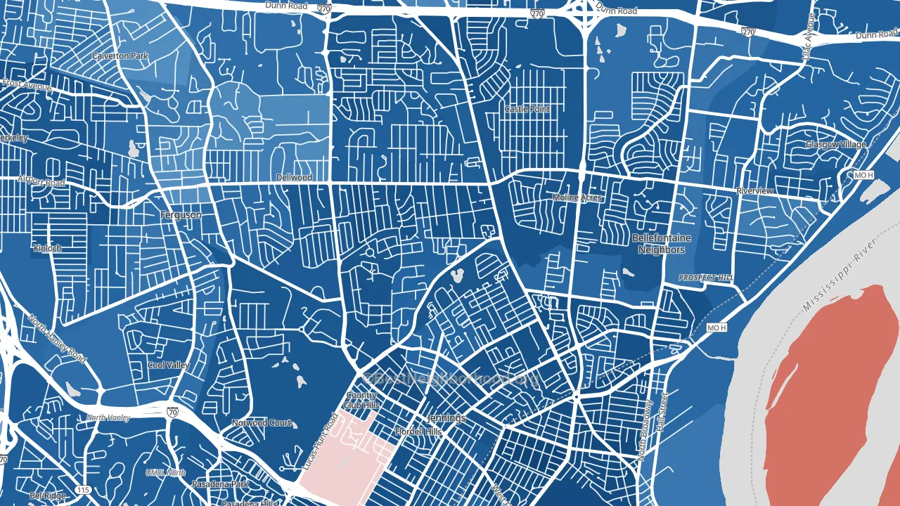63136, MO block-group political-lean map