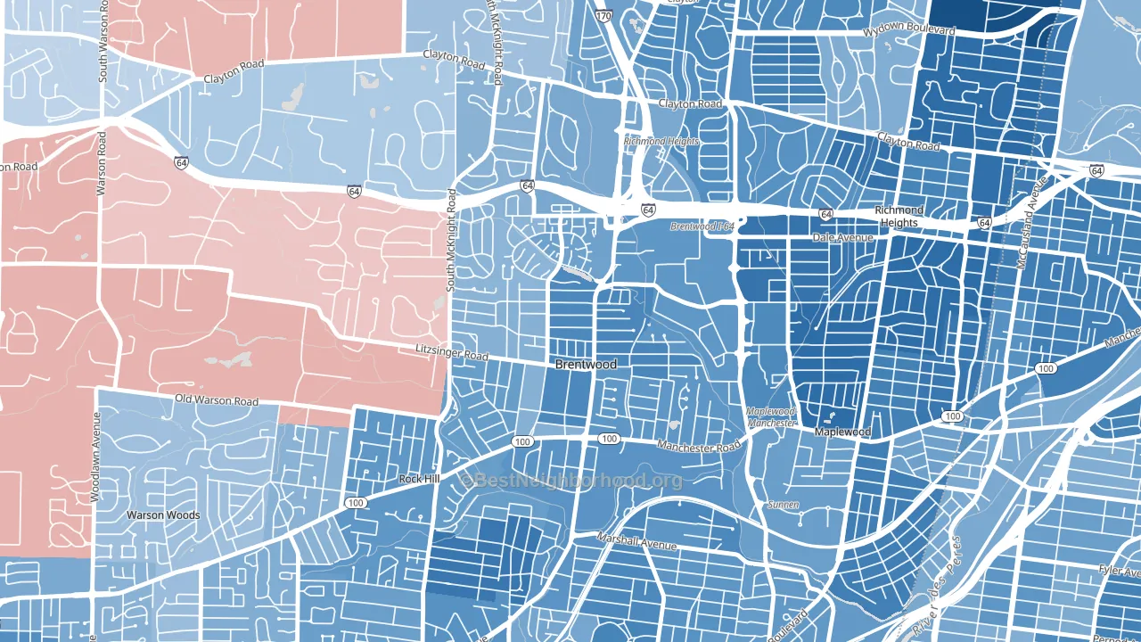 63144, MO block-group political-lean map