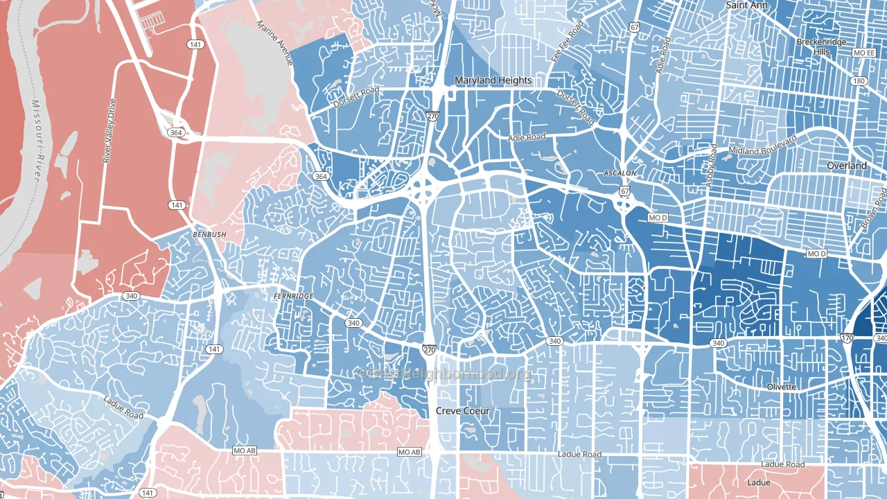 63146, MO block-group political-lean map