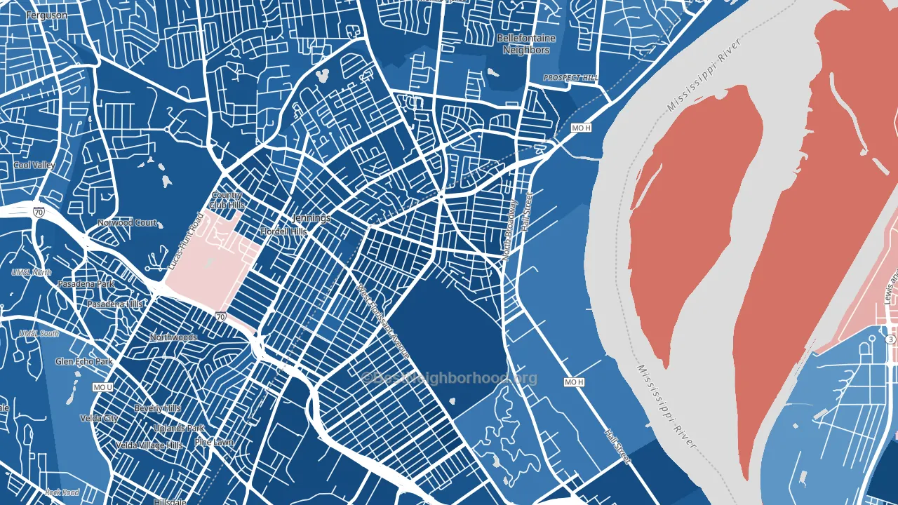 63147, MO block-group political-lean map