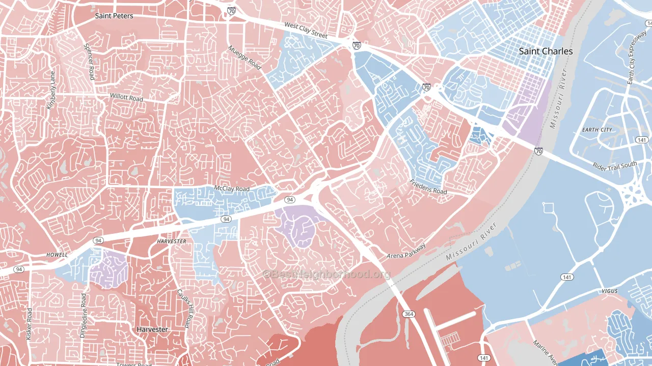 63303, MO block-group political-lean map