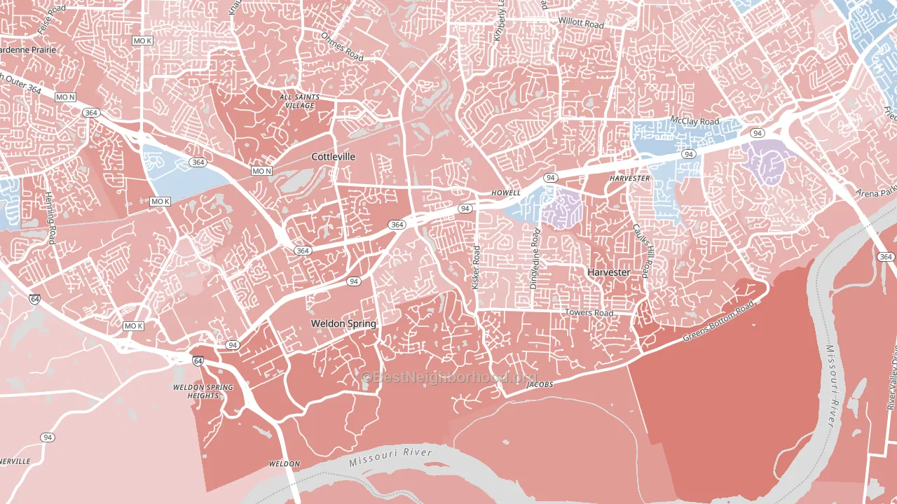 63304, MO block-group political-lean map