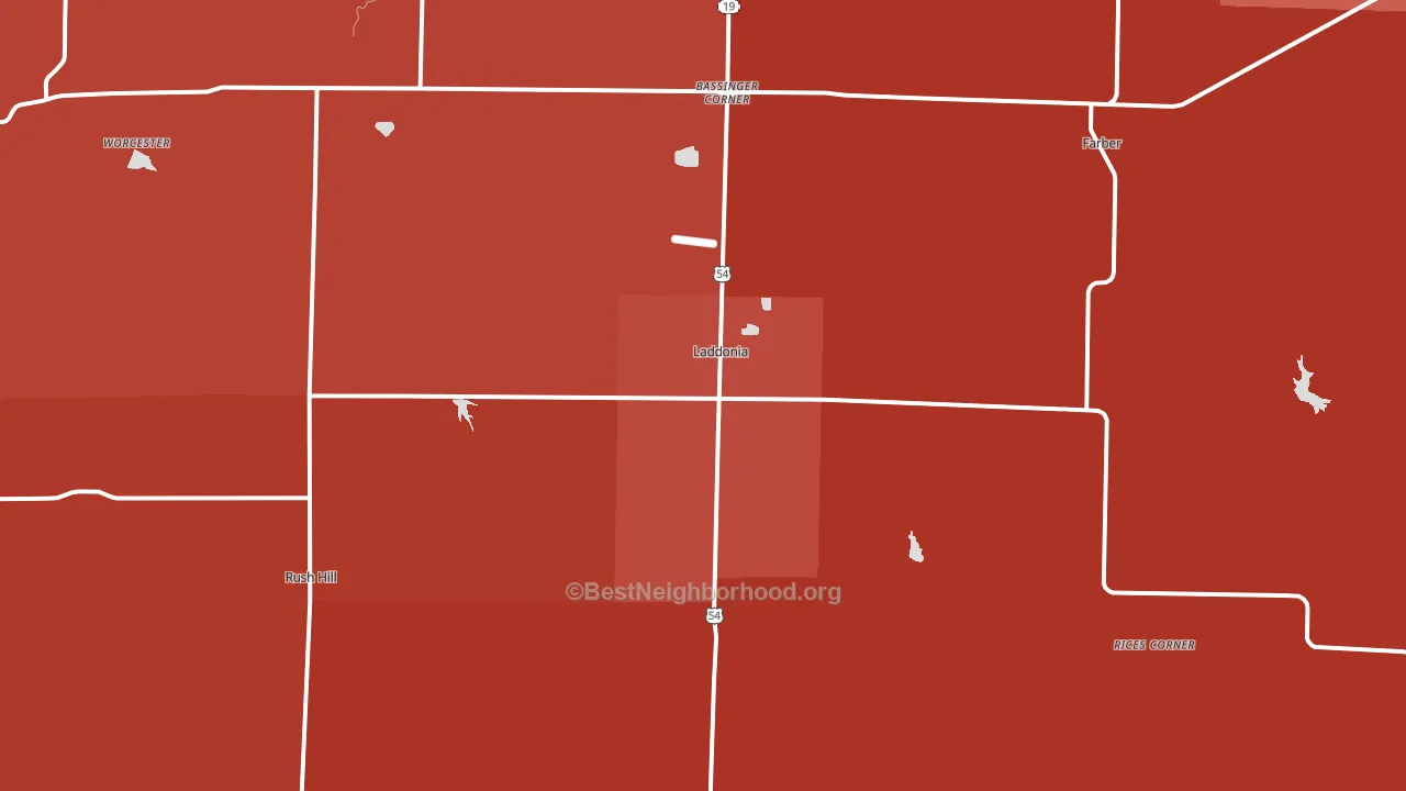 63352, MO block-group political-lean map