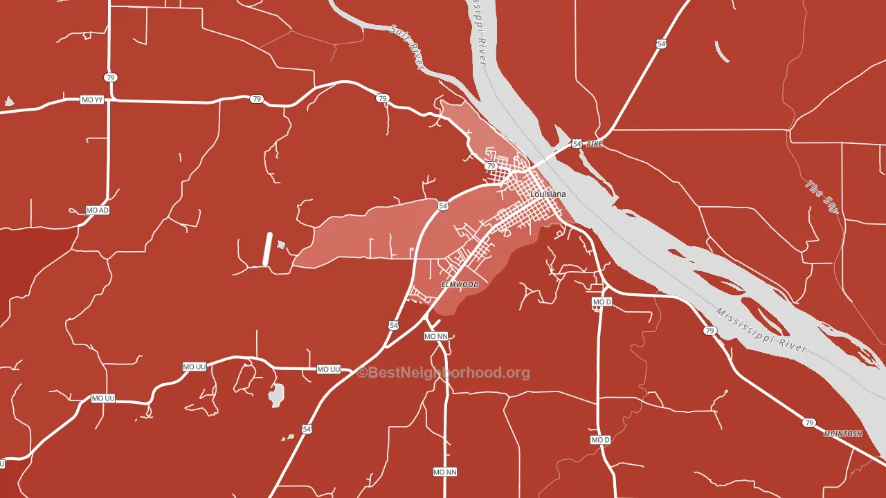 63353, MO block-group political-lean map