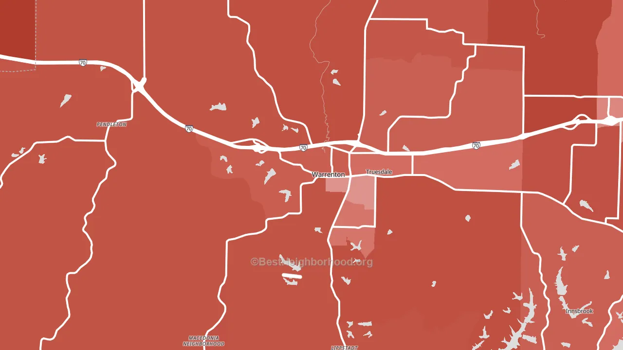 63383, MO block-group political-lean map