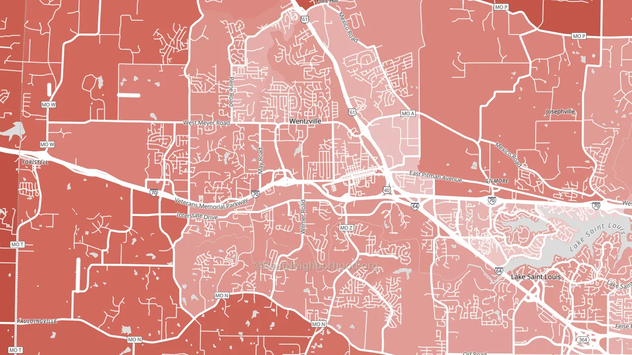 63385, MO block-group political-lean map