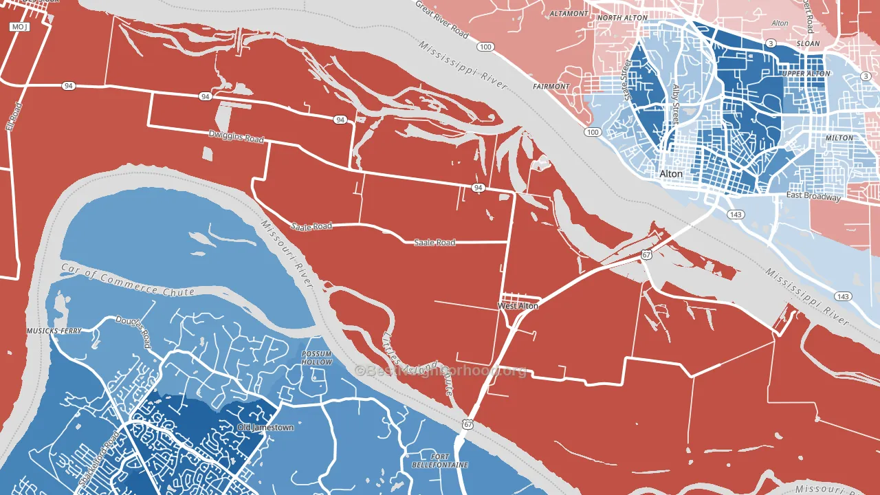 63386, MO block-group political-lean map
